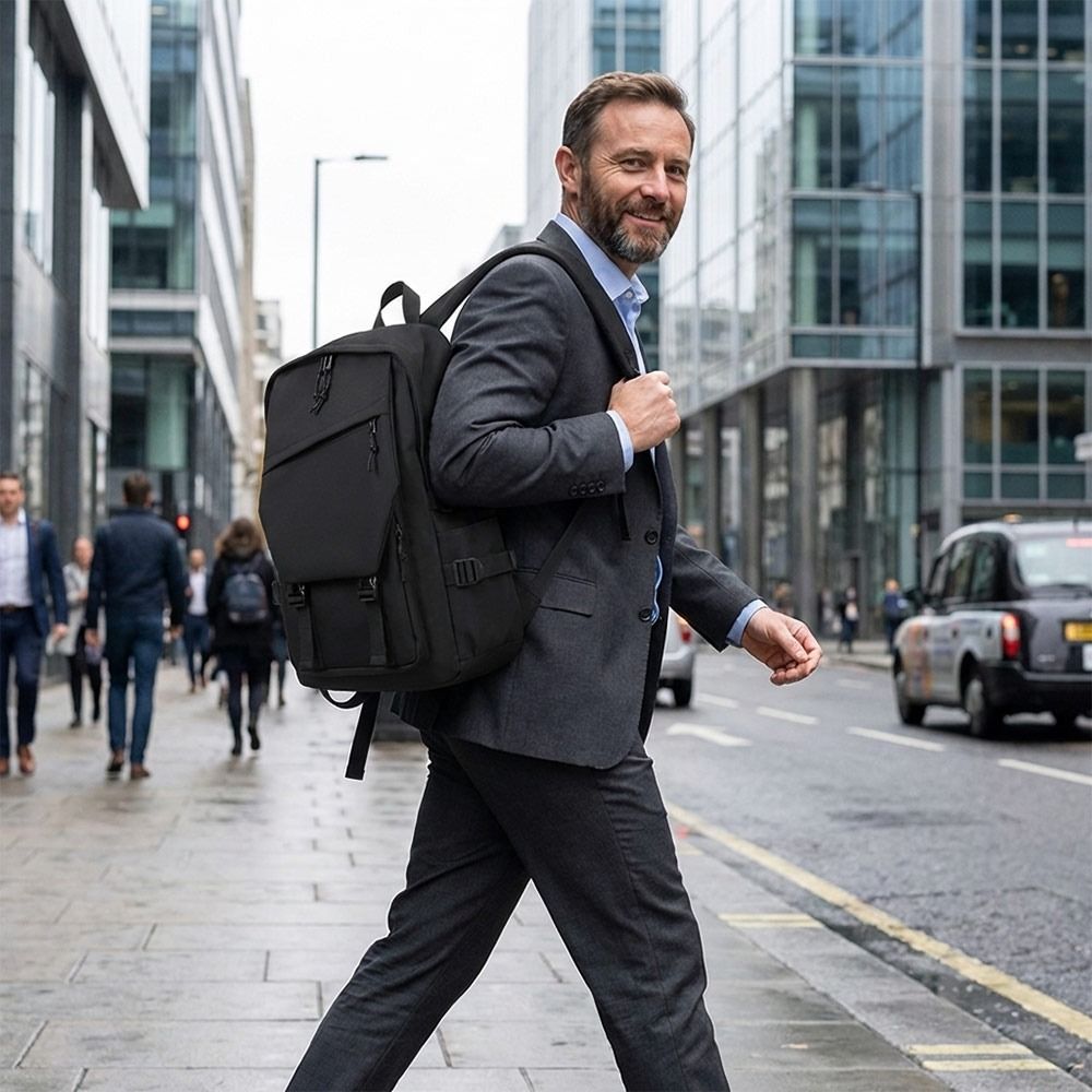 Canvas Backpack Casual - Modny męski plecak biznesowy, czarny, lekki